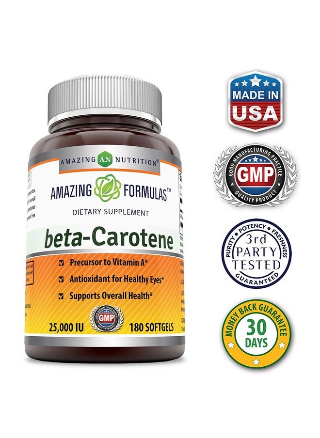 Amazing Formulas Beta Carotene 25000 Iu 180 Softgels Supplement ; Nongmo ; Gluten Free - pzsku/Z024CDAE6BC320FAB4F3EZ/45/_/1695134015/e95eca1b-79fb-4bd9-be36-0ea9e7df7ad4