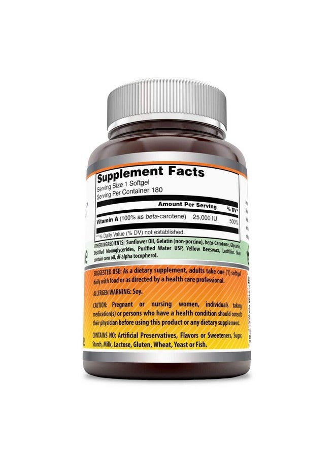 Amazing Formulas Beta Carotene 25000 Iu 180 Softgels Supplement ; Nongmo ; Gluten Free - pzsku/Z024CDAE6BC320FAB4F3EZ/45/_/1695134016/5b288038-5351-42d1-8eba-7d6fbbcec76d