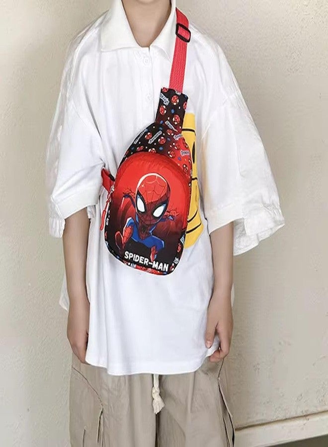 GLITREEPROPS Kids Chest Sling Bag, Red and Black Polyester Crossbody Bag with Adjustable Strap for Travel and Hiking - Image 3