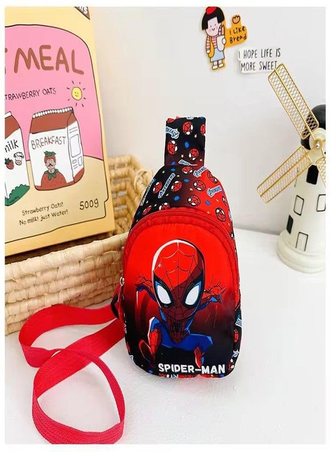 GLITREEPROPS Kids Chest Sling Bag, Red and Black Polyester Crossbody Bag with Adjustable Strap for Travel and Hiking - Image 2