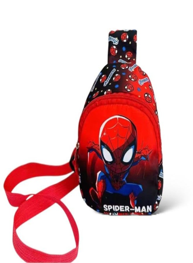 GLITREEPROPS Kids Chest Sling Bag, Red and Black Polyester Crossbody Bag with Adjustable Strap for Travel and Hiking - Image 1