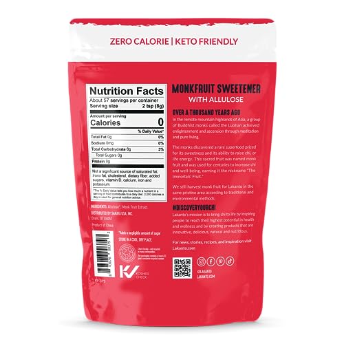 Lakanto Classic Monk Fruit Sweetener With Allulose, White Sugar Substitute From Monk Fruit Extract for Baking, Coffee & Tea, Gluten Free, Zero Calorie, Low Carb, Non GMO, Keto, Classic White, 8 OZ Bag - Image 2