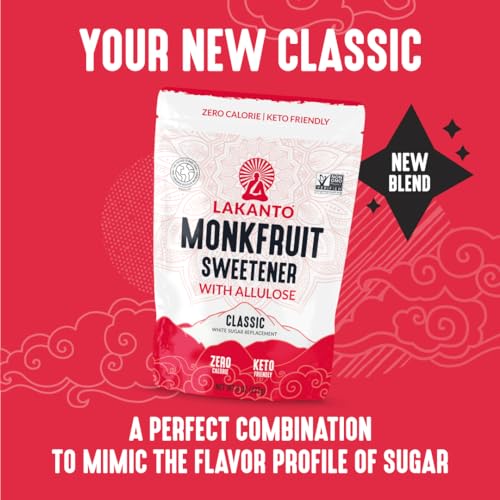 Lakanto Classic Monk Fruit Sweetener With Allulose, White Sugar Substitute From Monk Fruit Extract for Baking, Coffee & Tea, Gluten Free, Zero Calorie, Low Carb, Non GMO, Keto, Classic White, 8 OZ Bag - Image 3
