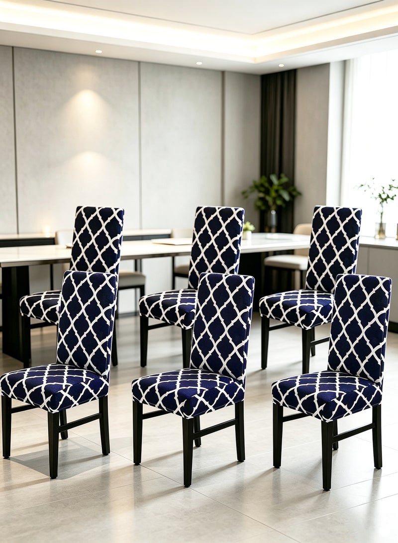 Dining Chair Covers, Set of 6, Removable Washable Geometric Pattern Stretch Chair Slipcovers, Four Seasons Universal Chair Protector Covers for Kitchen, Dining Room, Hotel, Banquet - Image 1