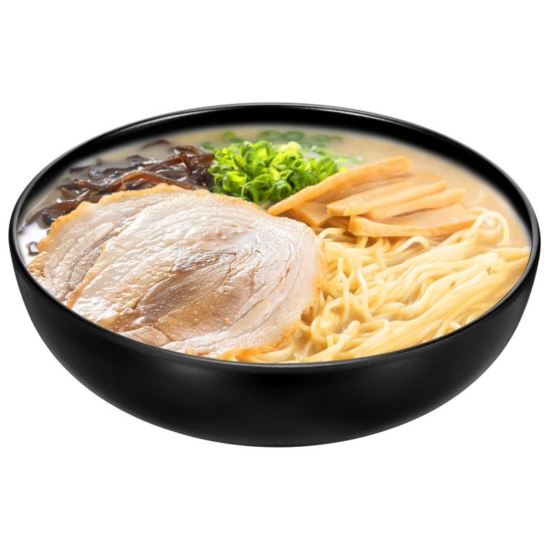 DOITOOL Black Bowl 8 46 Inch Imitation Porcelain Ramen Large Serving Bowl for Soup Salad Noodles Pasta - Microwave & Dishwasher Safe Generous 55 Oz - Image 1