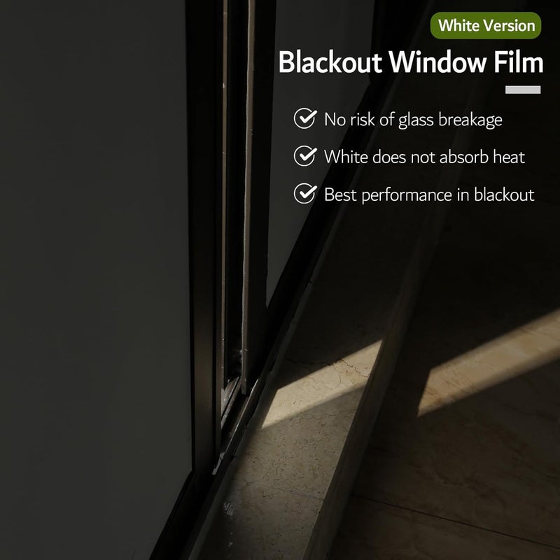 VELIMAX White Blackout Window Film, 100% Light Blocking Window Cover, Opaque Window Cling Vinyl, Privacy Film for Glass Windows, Sun Blocking Window Films Non Adhesive, 17.7in x 59in - Image 5