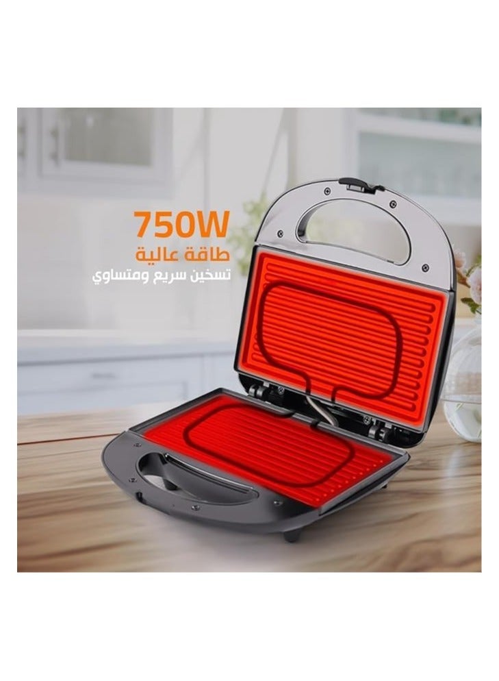 DSP DSP Sandwich Maker 750W with Stainless Steel Grill, Non-Stick Coated Plates, Cold-Touch Exterior, Indicator Light, Non-Slip Feet, Easy-to-Open Handle, Compact Vertical Storage, KC1191 - Image 3