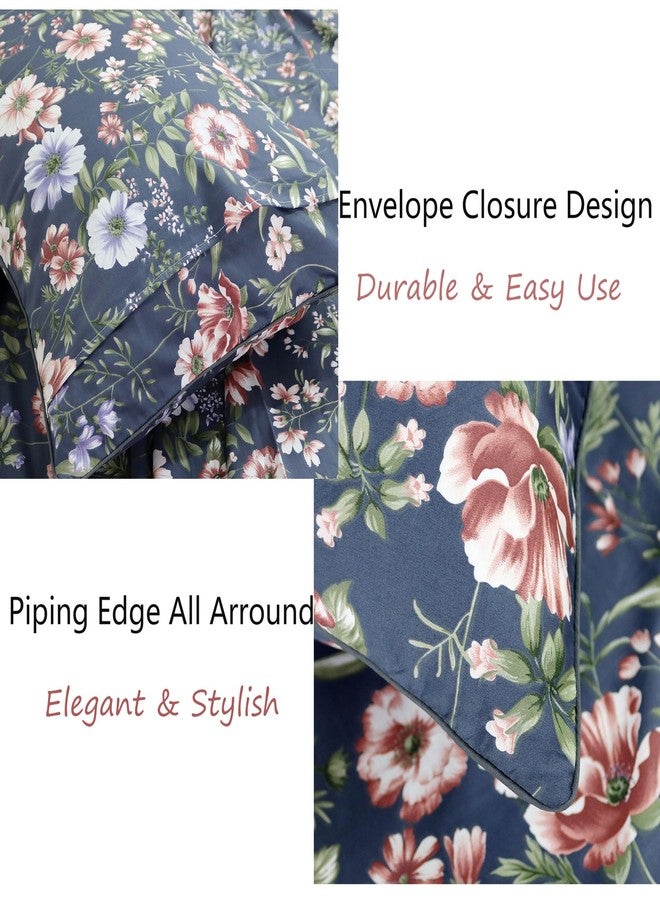 FADFAY Sheets Set Queen Vintage Dark Blue Floral Bedding Shabby Peony Floral Sheets French Country Farmhouse Bedding 800 Thread Count 100% Egyptian Cotton Deep Pocket Fitted Sheet 4Pcs, Queen Size - Image 5