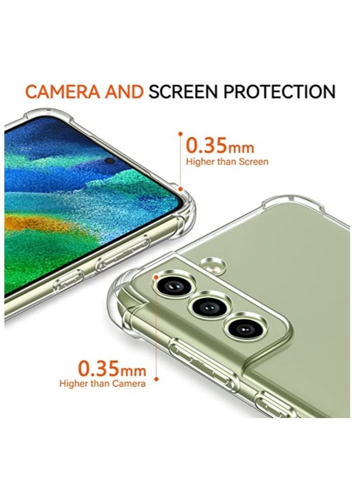 ELTRAZONE Samsung Galaxy S21 FE 5G with Tempered Glass Screen Protector 3 Pack, [Not for S21] [Anti-Yellowing] Silicone Transparent Soft TPU Shockproof Protective Cover Clear 6.4'' 2022 (S21 FE) - Image 4