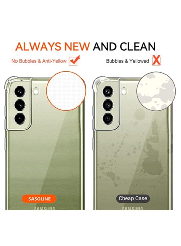 ELTRAZONE Samsung Galaxy S21 FE 5G with Tempered Glass Screen Protector 3 Pack, [Not for S21] [Anti-Yellowing] Silicone Transparent Soft TPU Shockproof Protective Cover Clear 6.4'' 2022 (S21 FE) - Image 3