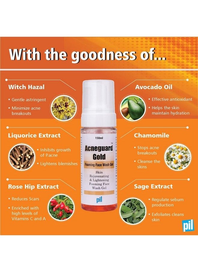 PIL Acneguard Gold Foaming Face Wash Gel ; With Goodness Of Natural Ingredients ; Clears Clogged Pores Acne Pimples Black & Whiteheads ; Lightens Blemishes ; Trusted By Users (150Ml)  - Image 5