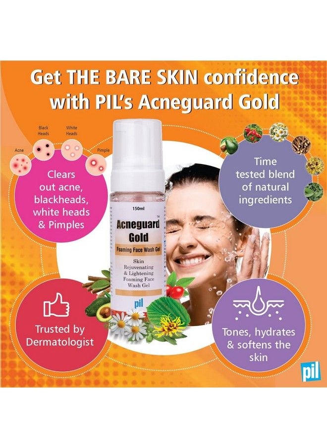PIL Acneguard Gold Foaming Face Wash Gel ; With Goodness Of Natural Ingredients ; Clears Clogged Pores Acne Pimples Black & Whiteheads ; Lightens Blemishes ; Trusted By Users (150Ml)  - Image 4