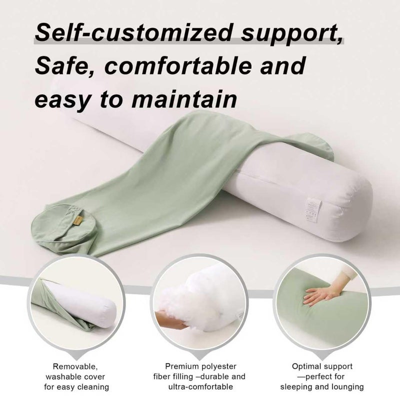 Ailuteie Body Pillow for Adults,Long Round Pillow,Big Cylindrical Pillow,Large Full Bolster Pillows for Side Sleepers (Celadon Green, 39.37"*7.87") - Image 4