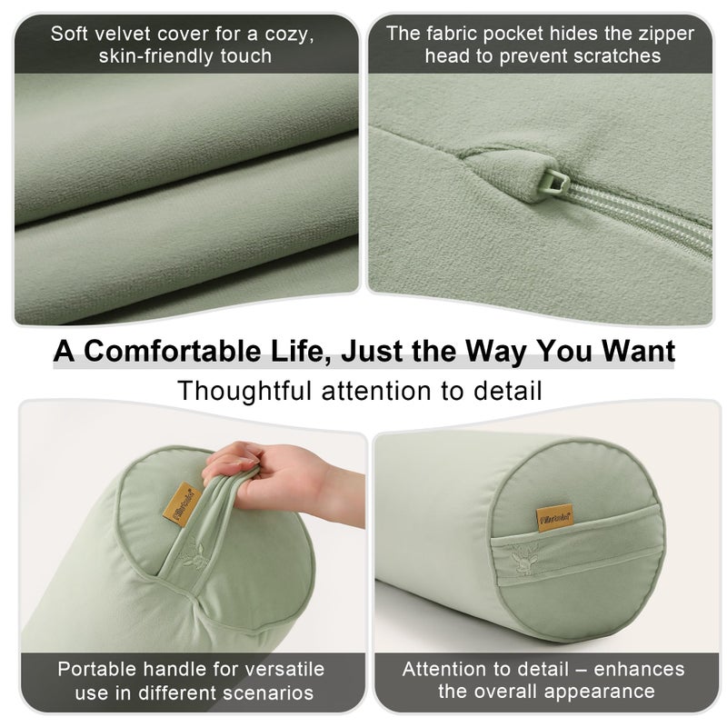 Ailuteie Body Pillow for Adults,Long Round Pillow,Big Cylindrical Pillow,Large Full Bolster Pillows for Side Sleepers (Celadon Green, 39.37"*7.87") - Image 5
