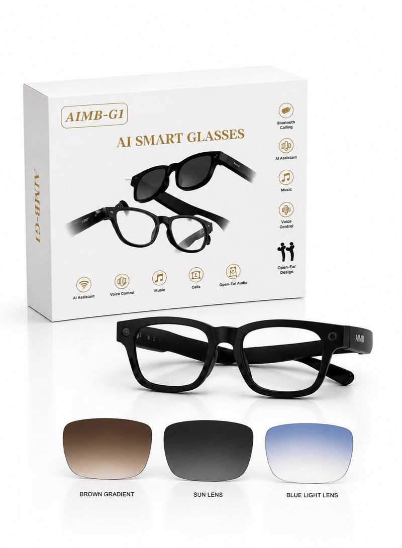 AI Wearable Smart Glasses with 135-Language Real-Time Translation, 8MP Camera, Voice Assistant, Open-Ear Audio, Auto-Tint UV Protection Lenses, Bluetooth Calling & Photo Video Capture for Travel, Business & Daily Use - Image 1