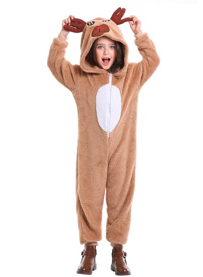 Seasons Christmas Costume Reindeer Child Costume Unisex Deer Animal Onesie Party Jumpsuit (XL) - Image 4