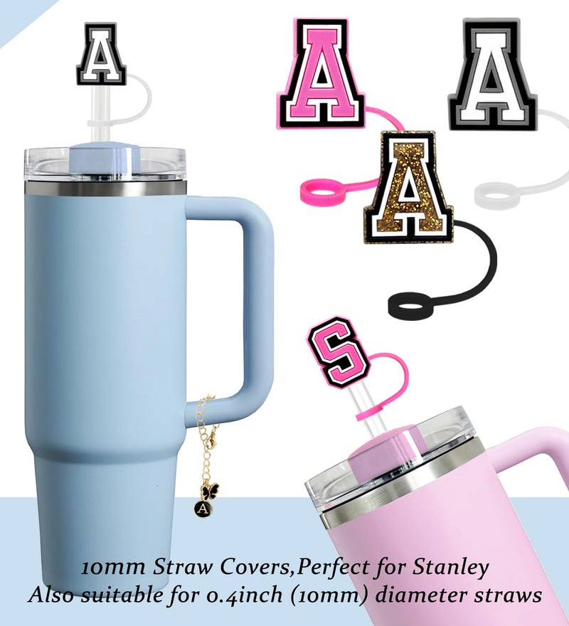 Nuozme ï¼ˆ3 +3) Nuozme Straw Cover Compatible with Stanley Tumbler Cup 3PCS Letter Straw Caps Toppers with 3 Initial Butterfly Charms Name ID For Stanley 30&40 Oz Cup - Image 3