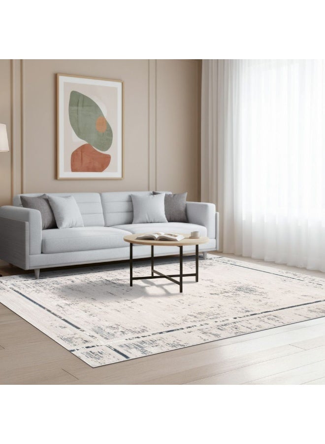 DANUBE HOME Urbana Contemporary Rug  | Washable Contemporary Rugs Style | Polypropylene + Polyester Area Rug Floor Covering | Indoor Carpet For Living Room Dining Bedroom 200X300cm-White Blue - Image 2