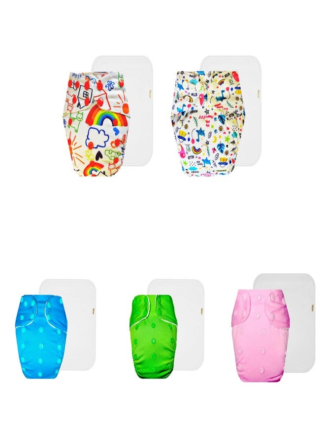 حفاضات دمبلدو القماشية الممتازة مع حشوة قطنية (عبوة من 5) | شعور بالجفاف والراحة | تهوية جيدة | سريعة الجفاف | موثوق بها من قبل الأمهات | من 3 أشهر إلى 3 سنوات | للجنسين - Image 1