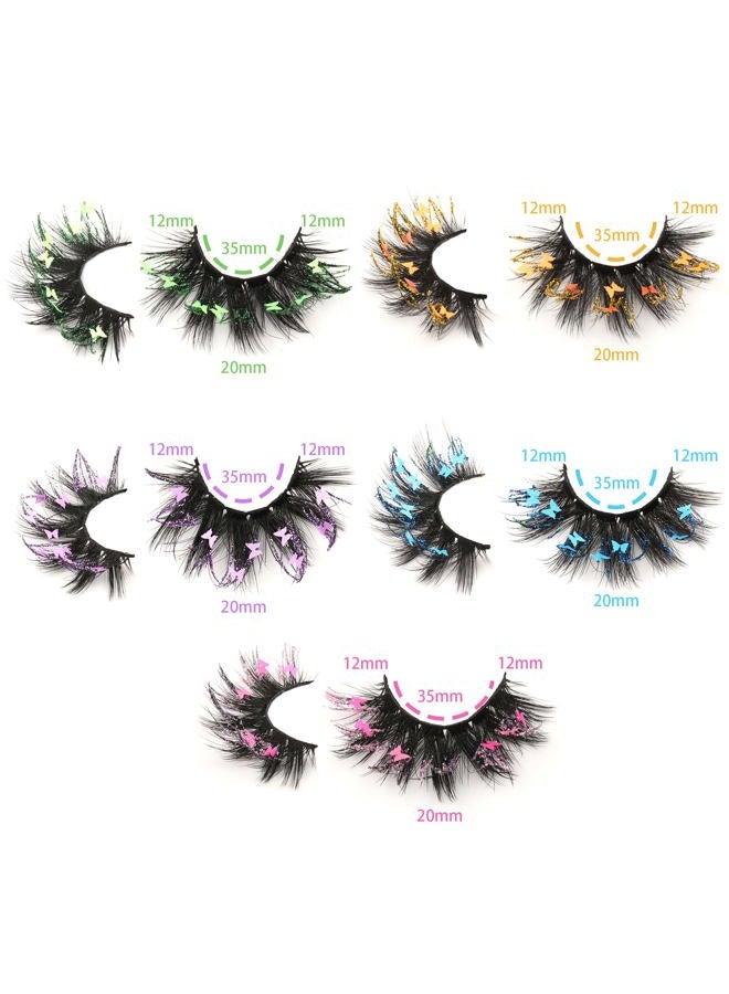 wiwoseo False Eyelashes Fluffy Wispy Faux Mink Lashes Valentines Festival Styles Dramatic 3D Effect Butterfly Colorful Decorative Fake Eyelashes for New Year Cosplay Party Stage - Image 3