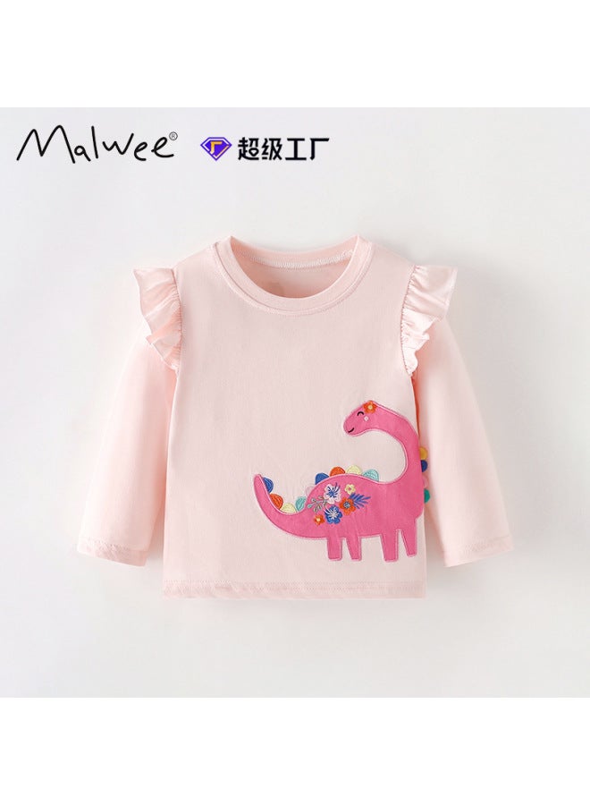 Malwee Girls T-shirt Autumn New Arrival European And American Kids Round Neck Long Sleeve Base Layer Children's Casual Top