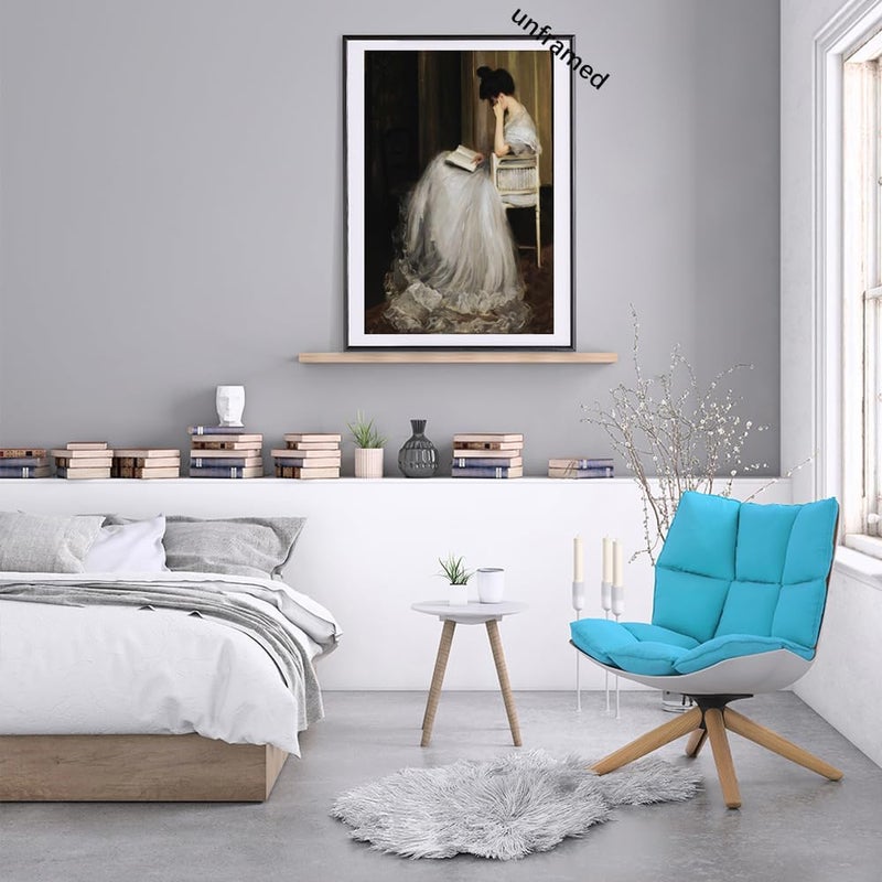 uoyien Vintage French Woman Reading Portraits Oil Painting Canvas Wall Art Famous Artwork Dark Academia Aesthetic 19th Century Antique Poster Prints 24x36in Unframed - Image 3