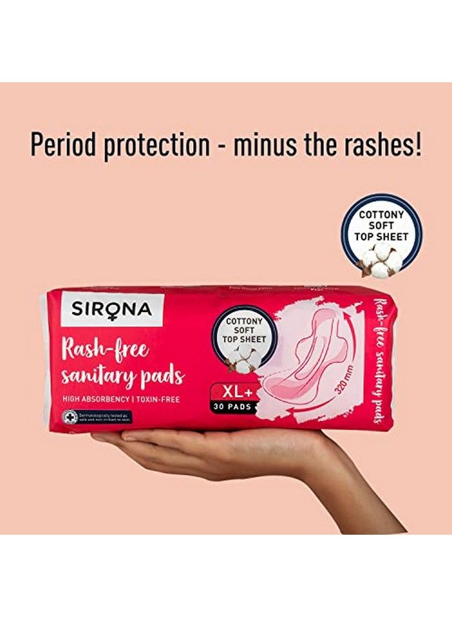 Sirona Rash Free Sanitary Pads For Women Xl+ 30 Napkins - Image 3