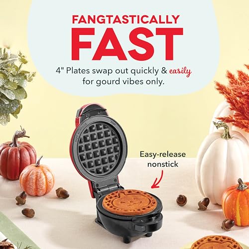 DASH Multimaker Mini System Two 4” Nonstick Removable Waffle Plates (Skull & Jack-O-Lantern) - 2Pc Plate Pack for Waffle Iron & Griddle, Compatible with Dash MultiMaker Mini System, Nonstick Surface - Image 3