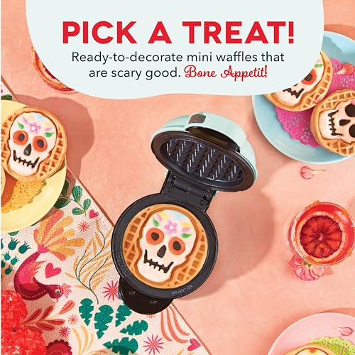 DASH Multimaker Mini System Two 4” Nonstick Removable Waffle Plates (Skull & Jack-O-Lantern) - 2Pc Plate Pack for Waffle Iron & Griddle, Compatible with Dash MultiMaker Mini System, Nonstick Surface - Image 4