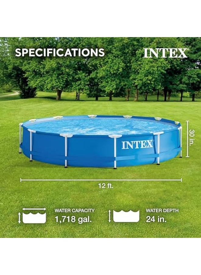INTEX - Metal Frame 1718 Gallon Capacity Above Ground Pool Blue 12 Foot X 30 Inches 28210Eh - Image 1