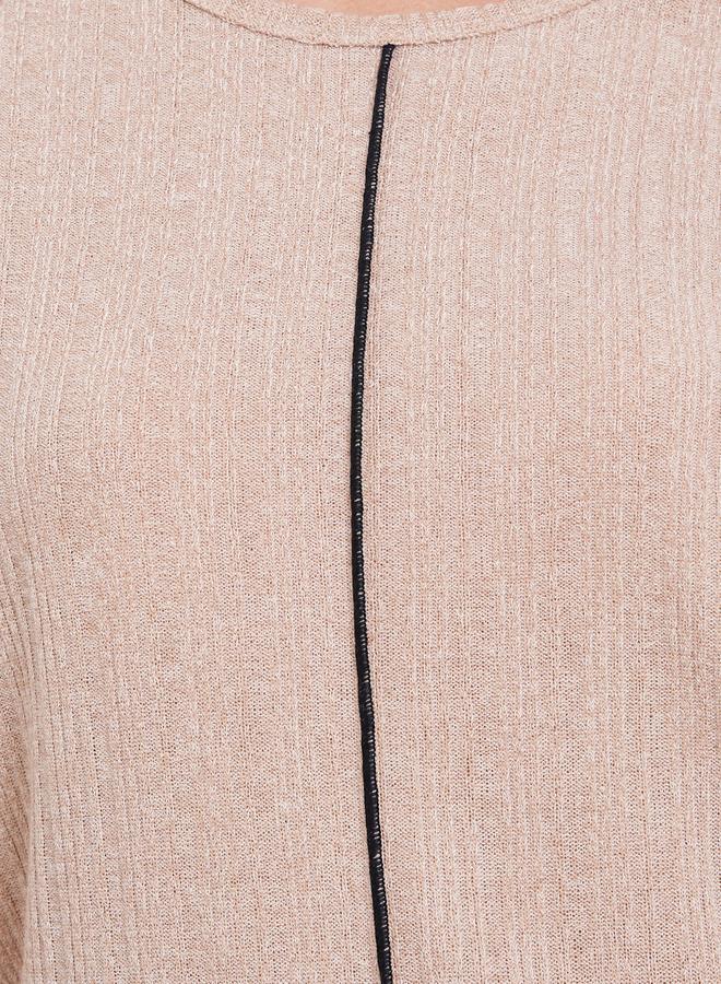 Styli Rib Round Neck T-Shirt and Pyjama Set - Image 3