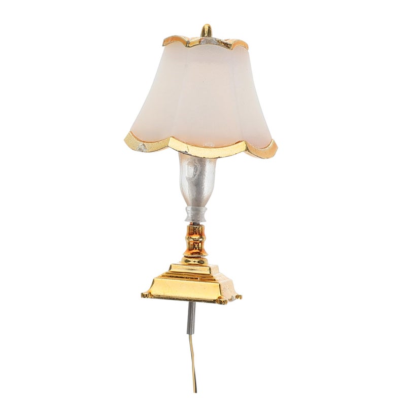 Miniature LED Desk Lamp Vintage Style Nightstand Light For Dollhouse DIY Models - Image 2