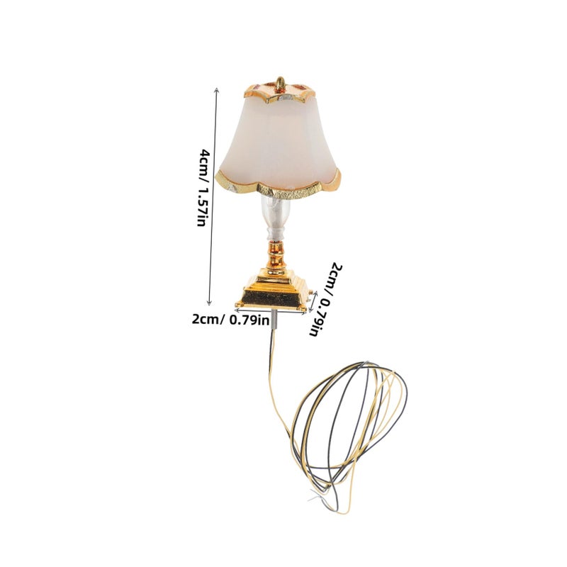 Miniature LED Desk Lamp Vintage Style Nightstand Light For Dollhouse DIY Models - Image 3