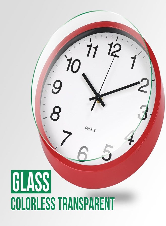 bakbrand Wall Clock Non-Ticking Silent Quartz Movement Decor Clock Modern Simple Style Round Plastic Wall Clocks for Home/Office/School/Living Room/Bedroom/Kitchen (Red, 12 Inch) - Image 5