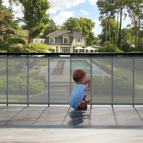 HIPPO Baby Safety Net for Balcony & Staircase Railing Guard for Kids Stairway Safety Net Protector Safety Banister for Baby Toddler (1MTX6MT, Grey) - Image 2