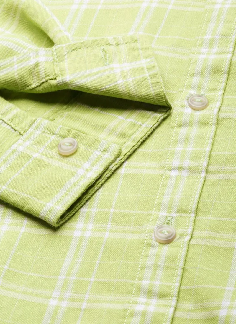 The Indian Garage Co Men Regular Fit Checkered Full Sleeves Cutaway Collar Casual Shirt