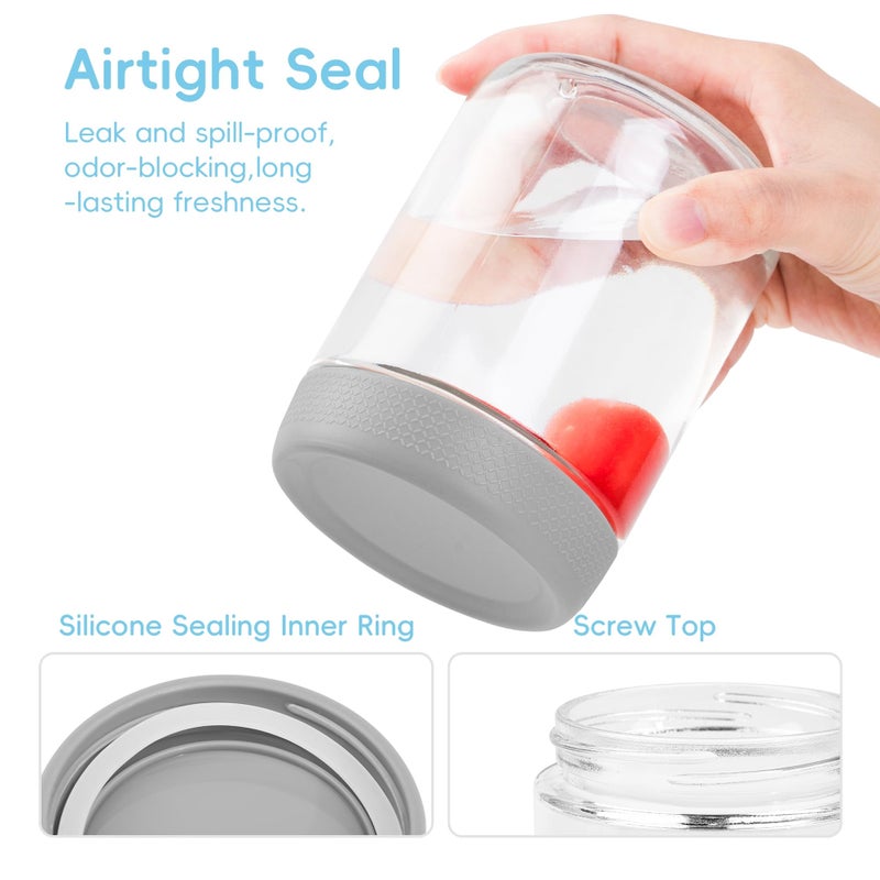 MICEBAY 16oz Overnight Oats Containers with Silicone Sleeves, 4-Pack Wide Mouth Glass Mason Salad Jars with Airtight Lids, BPA-Free Dishwasher Safe Leak-Proof Chia Seed Pudding Jar Meal Prep Container - Image 5