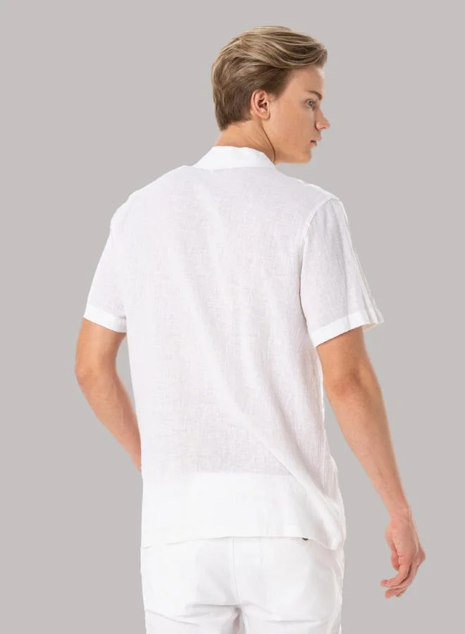 Just Nature Resort Cuban Collar Shirt with Half-Sleeves