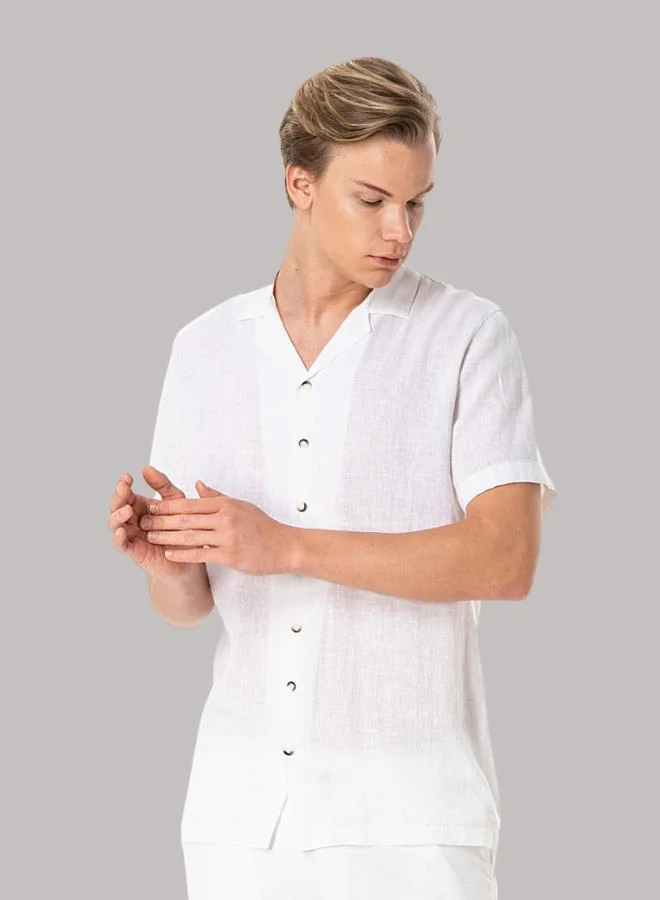 Just Nature Resort Cuban Collar Shirt with Half-Sleeves