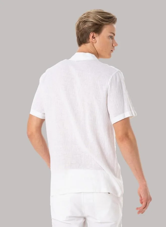 Just Nature White Short Sleeve Cuban Collar Resort Shirt for Men | Best Price UAE