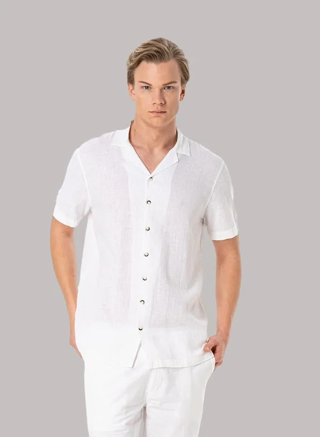 جاست نيتشر قميص ريزورت بياقة كوبانية وأكمام نصفية