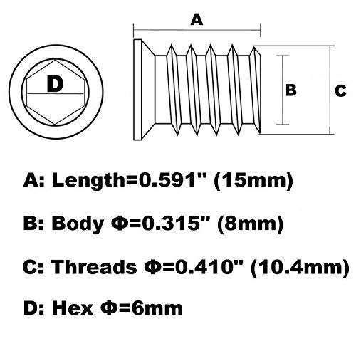 Sprite Science 1/4-20 Hex Drive Threaded Inserts for Wood - 40 Pieces - Image 2