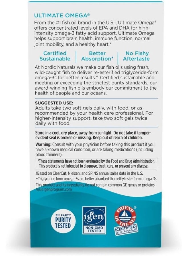 Nordic Naturals Ultimate Omega Fish Oil Supplement -210 Softgels - Image 3