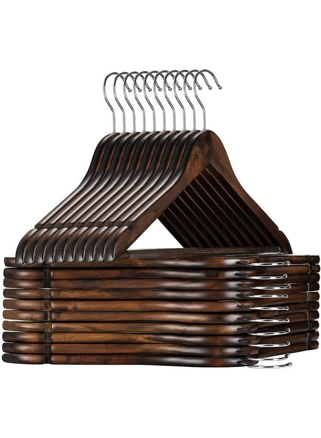 WHISKET Solid Wood Hangers,Premium Wood Hangers with 360-Degree Rotatable Hook and Notches, Natural, Heavy Duty Wood Hangers for Coats, Suits, Jackets, Closet (Walnut, 24) - Image 1