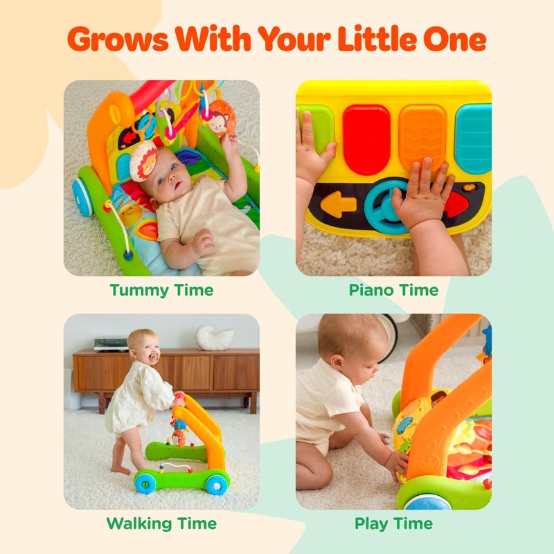 Move2Play موف2بلاي، سجادة لعب للأطفال 4 في 1 ومركز نشاط | مشاية | هدية للأطفال لوقت البطن | هدية عيد ميلاد للأولاد والبنات من 3، 4، 5، 6، 7، 8، 9، 10، 12+ شهرًا (أصفر) - Image 2