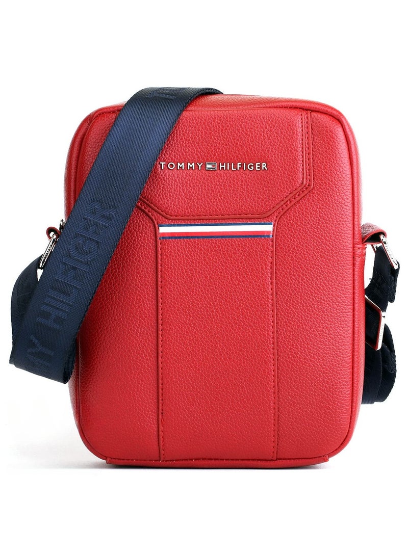 Tommy Hilfiger Sport Tommy Hilfiger Red Crossbody Messenger Leather Bag For Men  - Image 1