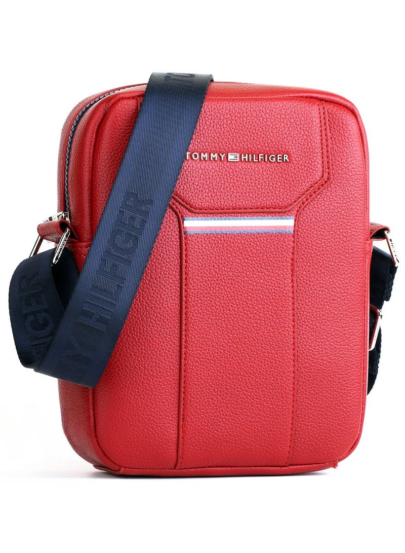 Tommy Hilfiger Sport Tommy Hilfiger Red Crossbody Messenger Leather Bag For Men  - Image 2