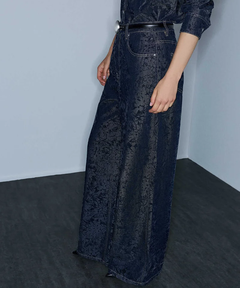 Ipekyol  Flock-Printed Denim-Effect Trousers for Women | Best Price UAE