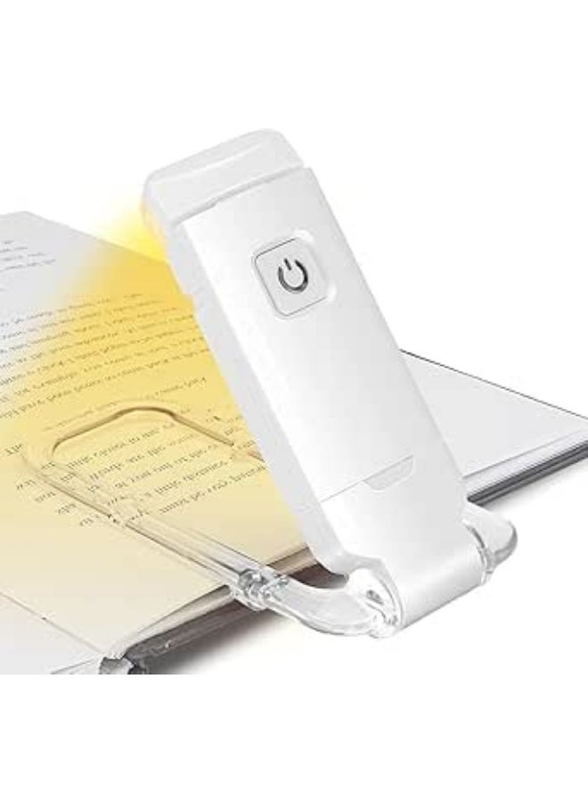 Book reading lamp with charging, reusable book lamp with USB port for reading in bed, LED eye reading lamp for children and book lovers with two levels of volunteering (white)
