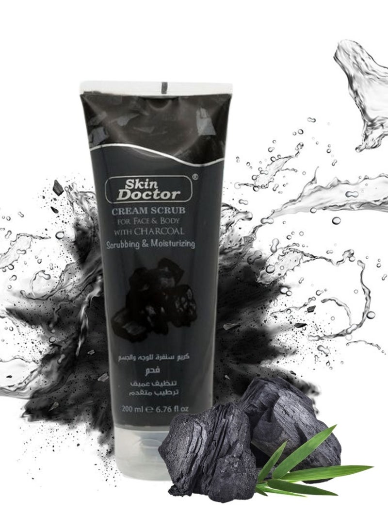 Skin Doctor Skin Doctor Cream Scrub for Face & Body with Charcoal – Deep Cleansing & Exfoliating 200ml  - Image 1